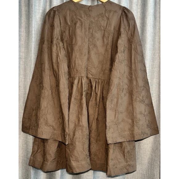 Tuckernuck Hyacinth House Women's Brown Textured Becca Bell-Sleeved Dress Small - Picture 15 of 15